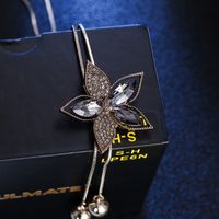 Lady Flower Alloy Copper Inlay Rhinestones Women's Sweater Chain Long Necklace main image 3