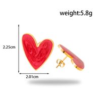 Stainless Steel 18K Gold Plated Vintage Style French Style Simple Style Heart Shape Enamel Earrings Necklace sku image 2