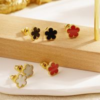 1 Pair Simple Style Flower Plating 304 Stainless Steel 18K Gold Plated Ear Studs main image 3