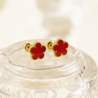 1 Pair Simple Style Flower Plating 304 Stainless Steel 18K Gold Plated Ear Studs main image 4