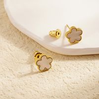 1 Pair Simple Style Flower Plating 304 Stainless Steel 18K Gold Plated Ear Studs main image 5