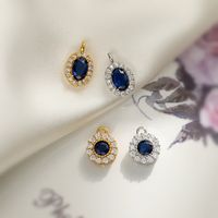 Elegant Vintage Style Luxurious Oval Sterling Silver Plating Inlay Zircon Gold Plated Charms main image 9