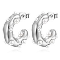 1 Pair Fashion C Shape Plating Inlay Stainless Steel Zircon Ear Studs sku image 4
