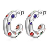 1 Pair Fashion C Shape Plating Inlay Stainless Steel Zircon Ear Studs sku image 3