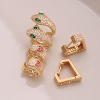 1 Pair Ig Style Simple Style Heart Shape Snake Plating Inlay Copper Zircon 18k Gold Plated Hoop Earrings main image 3