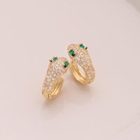 1 Pair Ig Style Simple Style Heart Shape Snake Plating Inlay Copper Zircon 18k Gold Plated Hoop Earrings main image 4