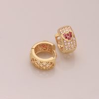 1 Pair Ig Style Simple Style Heart Shape Snake Plating Inlay Copper Zircon 18k Gold Plated Hoop Earrings main image 8
