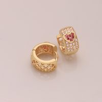 1 Pair Ig Style Simple Style Heart Shape Snake Plating Inlay Copper Zircon 18k Gold Plated Hoop Earrings sku image 1