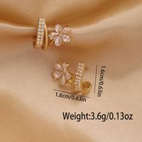 1 Pair Ig Style Luxurious Shiny Heart Shape Rose Bow Knot Plating Inlay Artificial Gemstones Copper Zircon 18k Gold Plated Ear Studs main image 2