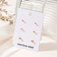 3 Pairs Simple Style Solid Color Inlay Stainless Steel Rhinestones Ear Studs main image 3