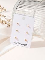 3 Pairs Simple Style Solid Color Inlay Stainless Steel Rhinestones Ear Studs main image 1