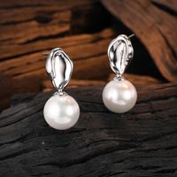 1 Pair Casual Round Plating Sterling Silver White Gold Plated Drop Earrings sku image 1