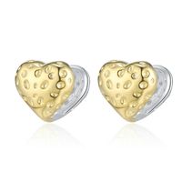 1 Pair Casual Heart Shape Plating Sterling Silver 24k Gold Plated Silver Plated Ear Studs main image 3