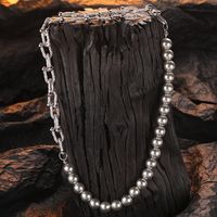 Modern Style Geometric Sterling Silver Plating Inlay Artificial Pearls White Gold Plated Unisex Necklace main image 1