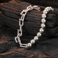 Modern Style Geometric Sterling Silver Plating Inlay Artificial Pearls White Gold Plated Unisex Necklace main image 4