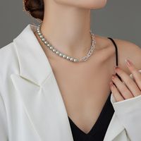 Style Moderne Géométrique Argent Sterling Placage Incruster Perles Artificielles Or Blanc Plaqué Unisexe Collier sku image 1