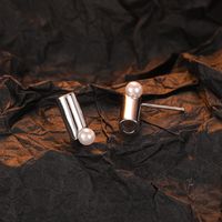 1 Pair Simple Style Solid Color Plating Sterling Silver White Gold Plated Ear Studs main image 1