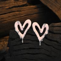 1 Pair Sweet Heart Shape Epoxy Plating Sterling Silver White Gold Plated Drop Earrings main image 5