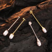 1 Pair Casual Solid Color Plating Sterling Silver 24k Gold Plated White Gold Plated Drop Earrings main image 1