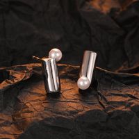 1 Pair Simple Style Solid Color Plating Sterling Silver White Gold Plated Ear Studs main image 3