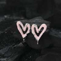 1 Pair Sweet Heart Shape Epoxy Plating Sterling Silver White Gold Plated Drop Earrings main image 6