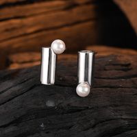 1 Pair Simple Style Solid Color Plating Sterling Silver White Gold Plated Ear Studs main image 4