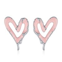 1 Pair Sweet Heart Shape Epoxy Plating Sterling Silver White Gold Plated Drop Earrings main image 3