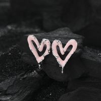 1 Pair Sweet Heart Shape Epoxy Plating Sterling Silver White Gold Plated Drop Earrings sku image 1