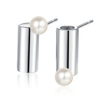 1 Pair Simple Style Solid Color Plating Sterling Silver White Gold Plated Ear Studs main image 6