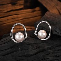 1 Pair Simple Style Round Plating Sterling Silver White Gold Plated Ear Studs main image 5