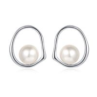 1 Pair Simple Style Round Plating Sterling Silver White Gold Plated Ear Studs main image 6