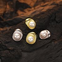 1 Pair Simple Style Round Plating Sterling Silver 24k Gold Plated White Gold Plated Ear Studs main image 1