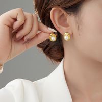 1 Pair Simple Style Round Plating Sterling Silver 24k Gold Plated White Gold Plated Ear Studs main image 3