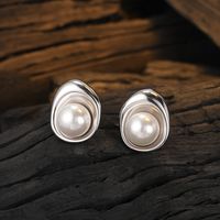1 Pair Simple Style Round Plating Sterling Silver 24k Gold Plated White Gold Plated Ear Studs main image 4