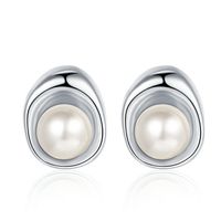 1 Pair Simple Style Round Plating Sterling Silver 24k Gold Plated White Gold Plated Ear Studs main image 6