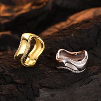 Casual Irregular Sterling Silver Plating Inlay Zircon 24k Gold Plated White Gold Plated Rings main image 7