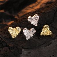 1 Pair Casual Heart Shape Plating Sterling Silver 24k Gold Plated White Gold Plated Ear Studs main image 1