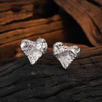 1 Pair Casual Heart Shape Plating Sterling Silver 24k Gold Plated White Gold Plated Ear Studs main image 4