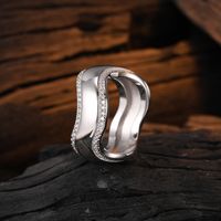 Casual Irregular Sterling Silver Plating Inlay Zircon 24k Gold Plated White Gold Plated Rings sku image 3