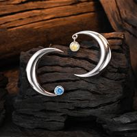 1 Pair Casual Simple Style Moon Plating Inlay Sterling Silver Zircon White Gold Plated Ear Studs main image 1