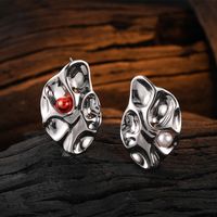 1 Pair Casual Irregular Plating Inlay Sterling Silver Gem Freshwater Pearl White Gold Plated Ear Studs main image 1