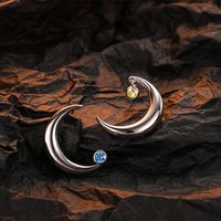 1 Pair Casual Simple Style Moon Plating Inlay Sterling Silver Zircon White Gold Plated Ear Studs main image 4