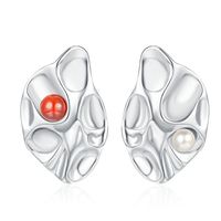 1 Pair Casual Irregular Plating Inlay Sterling Silver Gem Freshwater Pearl White Gold Plated Ear Studs main image 6