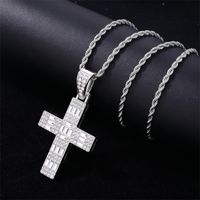 Hip-hop Cross Stainless Steel Plating Inlay Rhinestones Gold Plated Silver Plated Men's Charms Necklace main image 4