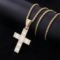 Hip-hop Cross Stainless Steel Plating Inlay Rhinestones Gold Plated Silver Plated Men's Charms Necklace main image 6