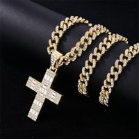 Hip-hop Cross Stainless Steel Plating Inlay Rhinestones Gold Plated Silver Plated Men's Charms Necklace main image 5