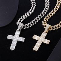 Hip-hop Cross Stainless Steel Plating Inlay Rhinestones Gold Plated Silver Plated Men's Charms Necklace main image 8