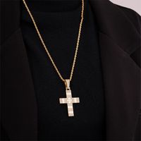 Hip-hop Cross Stainless Steel Plating Inlay Rhinestones Gold Plated Silver Plated Men's Charms Necklace main image 9