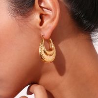 1 Pair Vintage Style Simple Style Irregular Solid Color Plating Stainless Steel 18k Gold Plated Drop Earrings main image 5