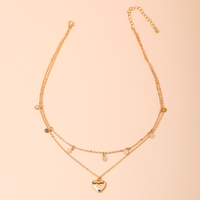 Ig Style Simple Style Heart Shape Alloy Plating Women's Double Layer Necklaces main image 4